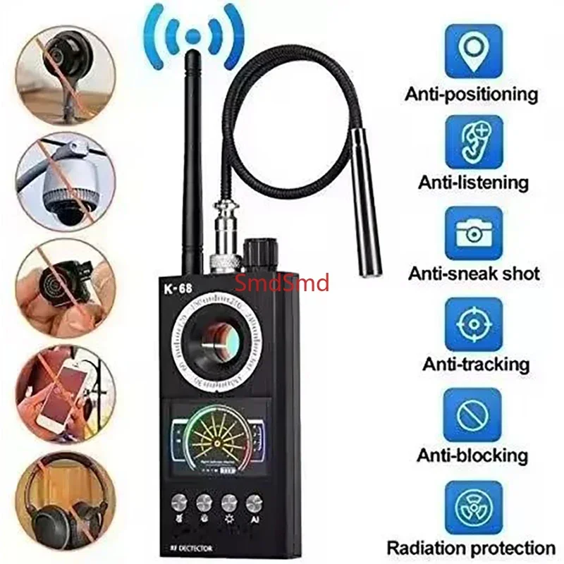 Professional Anti Spy Camera Detector K68 Bug Scanner Security Protection RF Signal Cam Hidden Gadgets Car GPS Tracker Finder