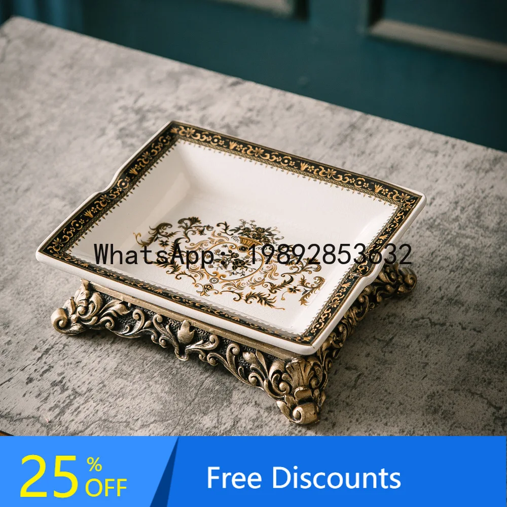 

YFY Living Room Coffee Table Creative Ashtray American Country Style Hand-painted Flower and Bird Ceramic Cigar Ashtray
