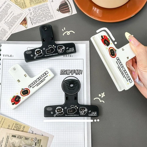 Clip de plástico de gato negro Kawaii, bonitos Clips de carpeta de papelería para diario, planificador de colección de recortes, Clip multifuncional para notas y notas