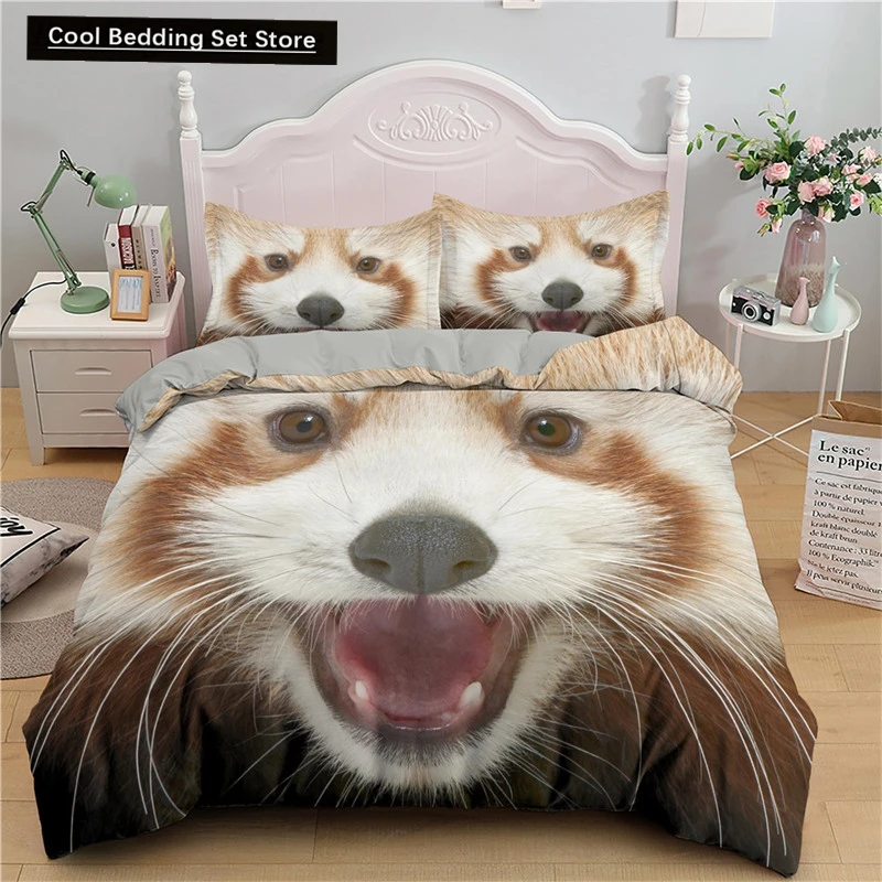 

Raccoon Duvet Cover King Queen Size Cute Animal Theme Bedding Set Wildlife Pattern Comforter Cover 2/3pcs Polyester Quilt Cover