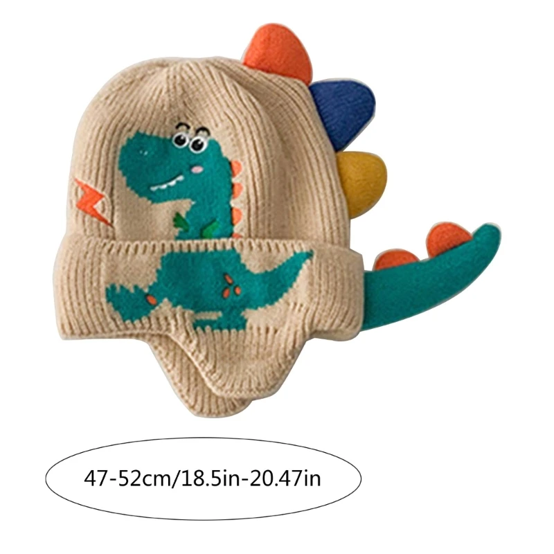 Gorro punto dibujos animados para niños, gorro dinosaurio, gorros invierno cálidos y modernos para niños y niñas