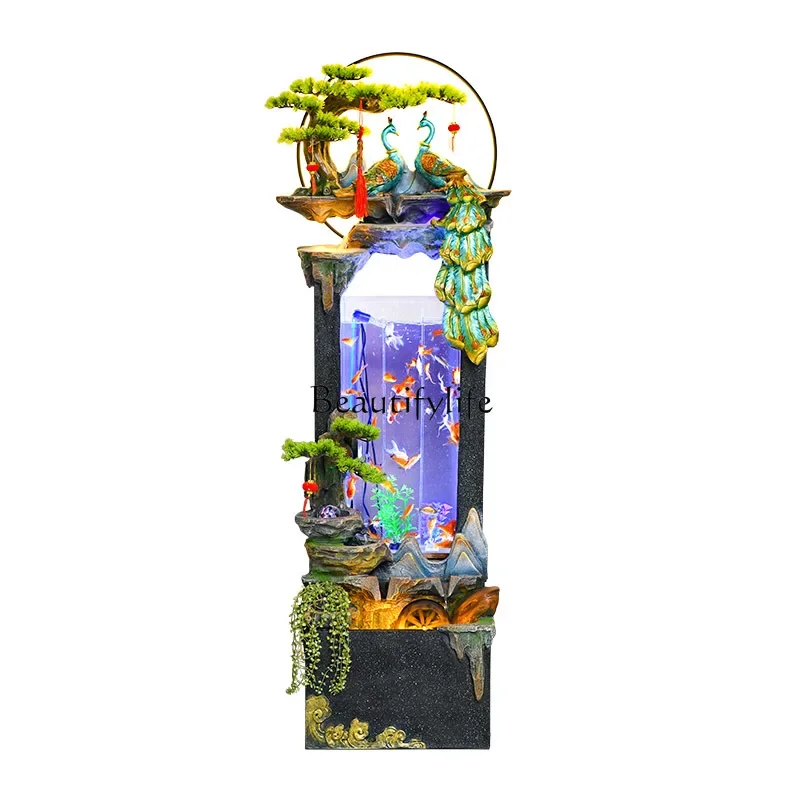 FG10Fake Mountain Water Feature for Wealth Living Room Fountain Floor Ornament