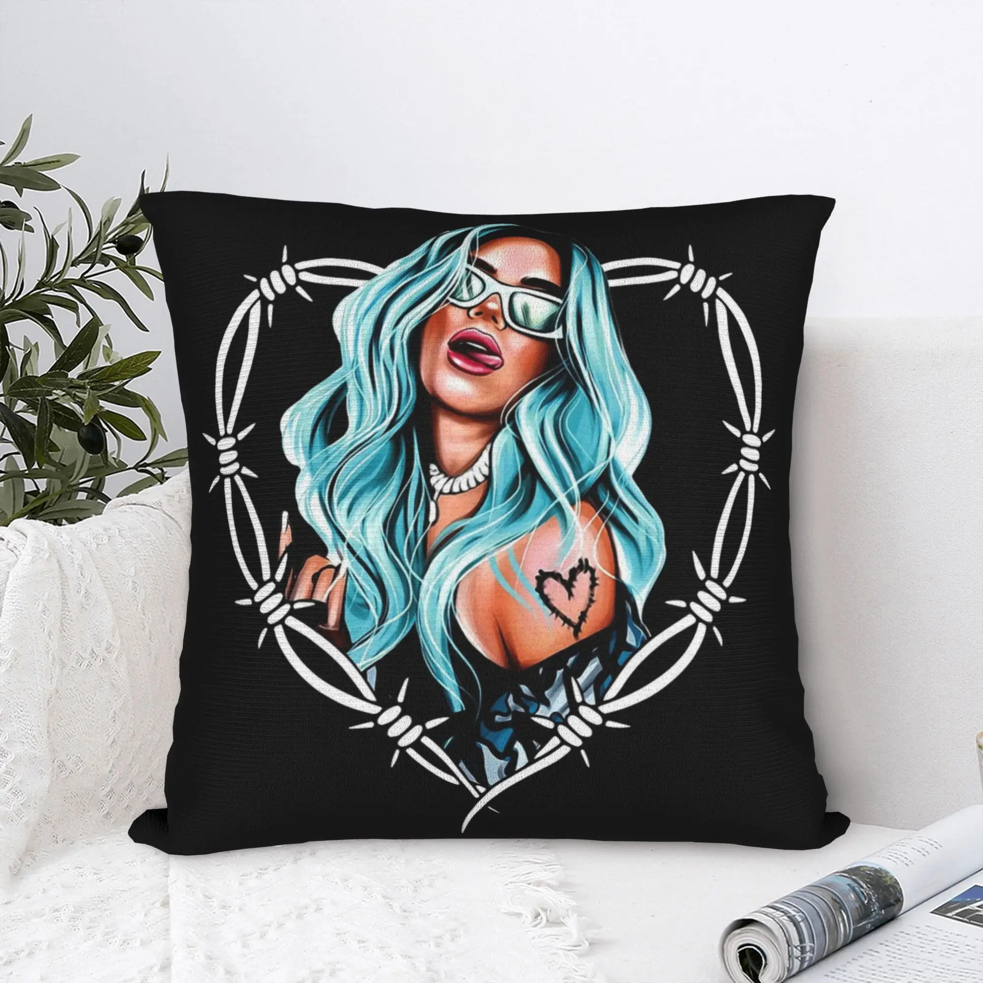 Karol G Bichota Pillowcase Soft Polyester Cushion Cover Decorations  Pillow Case Cover Home Square 18''
