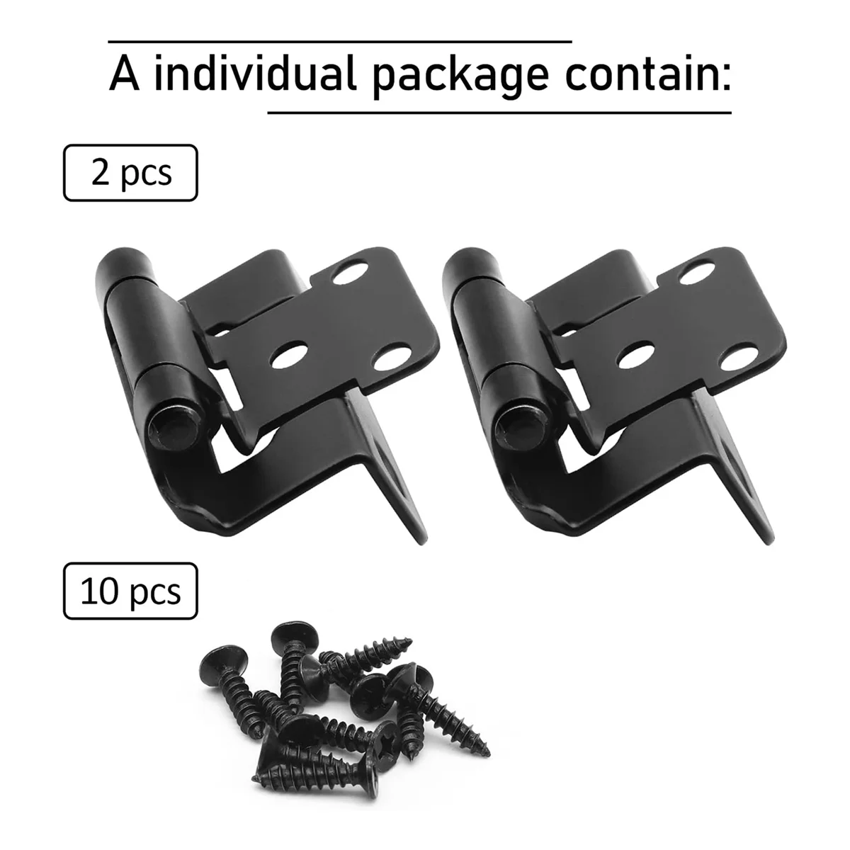 1/2Inch Overlay Semi Partial Wrap Cabinet Hinges, 4 Pairs (8 Pcs) Self Closing Black Hinges for Variable Kitchen 8Pcs