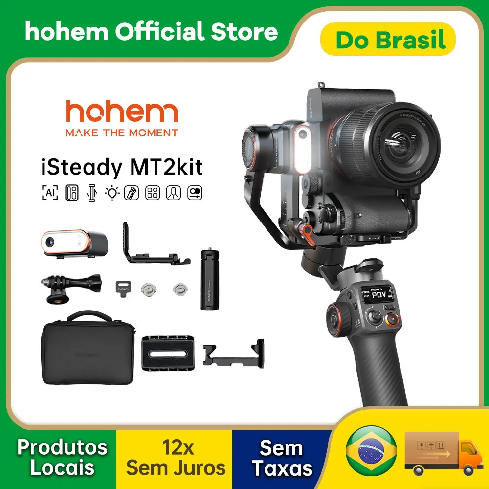 Hohem-iSteady MT2 Action Camera Kit, câmera sem espelho, estabilizador para Sony, Nikon, Canon, 3 Axis Gimbal Carga 1,2 kg