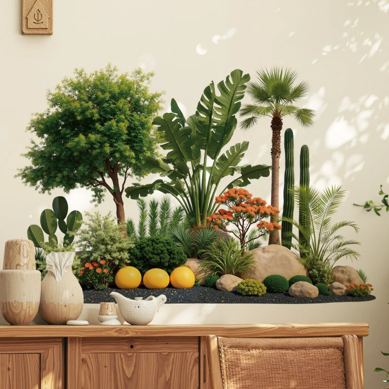 

Plant Background Wall Decoration Stickers Bedroom Sofa Mall Glass Summer Wall Stickers Self-Adhesive Removable