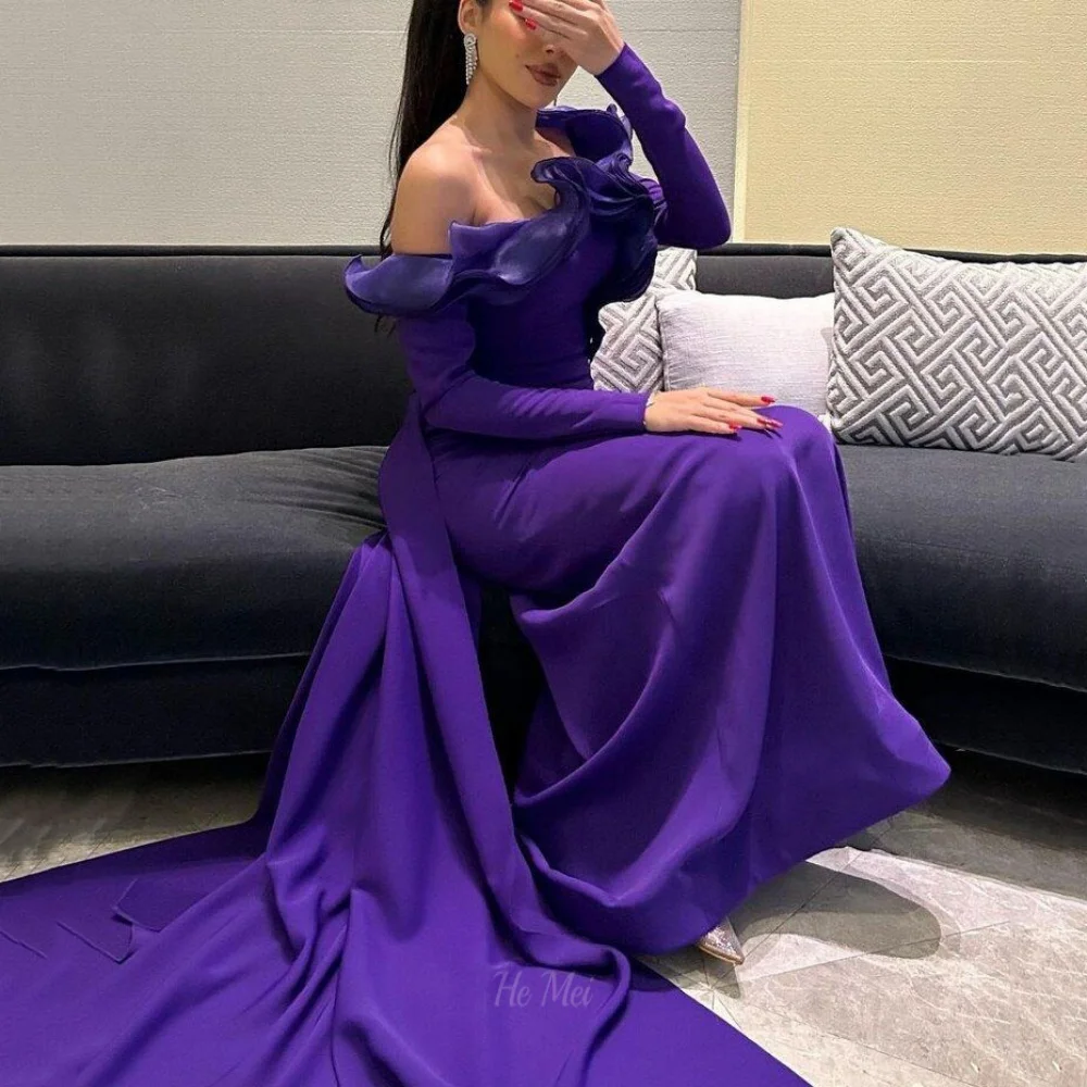 

Customized Prom Dress Vintage Mermaid Party Gowns Elegant Long Sleeve One Shoulder Evening Dress فساتين سهرة