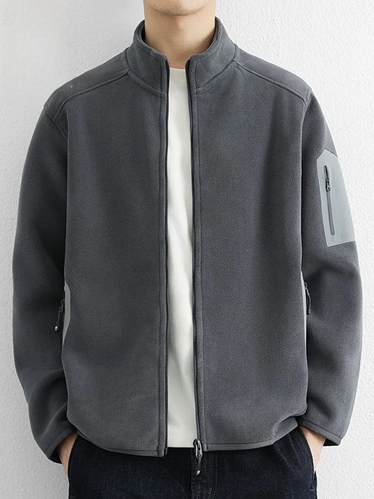 

Fce Jaet Men's Casual Stand Collar Top Winter New Sle Open Cardigan Sweatirt Youth Faion Polyester Fiber