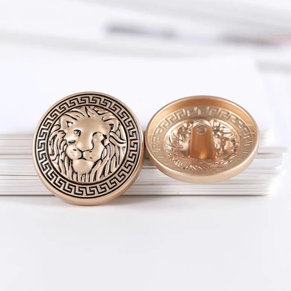 10 Pieces/set Gold Silver High-grade Lion Head Pattern Round Metal Buttons Sewing Accessories Shirt Coat Suit Decorative Buttons image 5