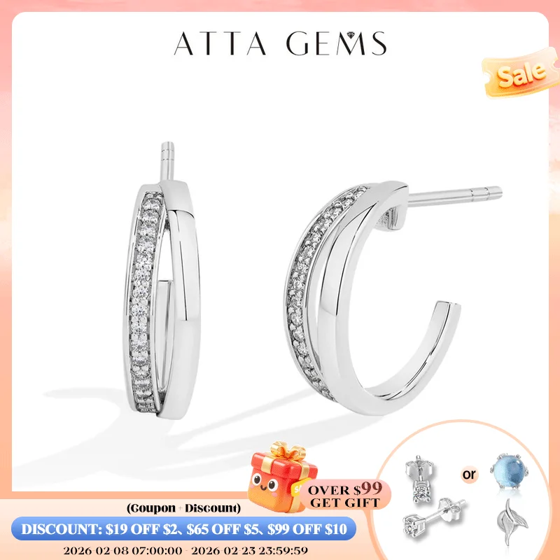 

ATTAGEM New Classic Moissanite Earrings Women 925 Sterling Silver Earring Luxury High Quality Pass Diamond Test ForParty Jewelry