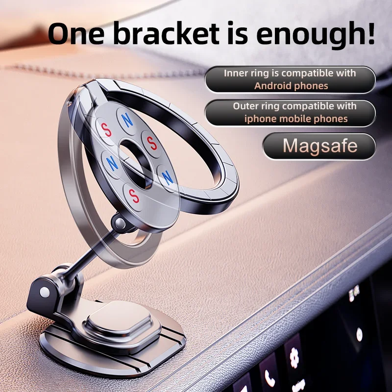 720 Rotation Magnetic Car Phone Holder Stand Strong Magnet Smart Phone Bracket For iPhone 15 14 13 12 Pro Max Samsung Xiaomi