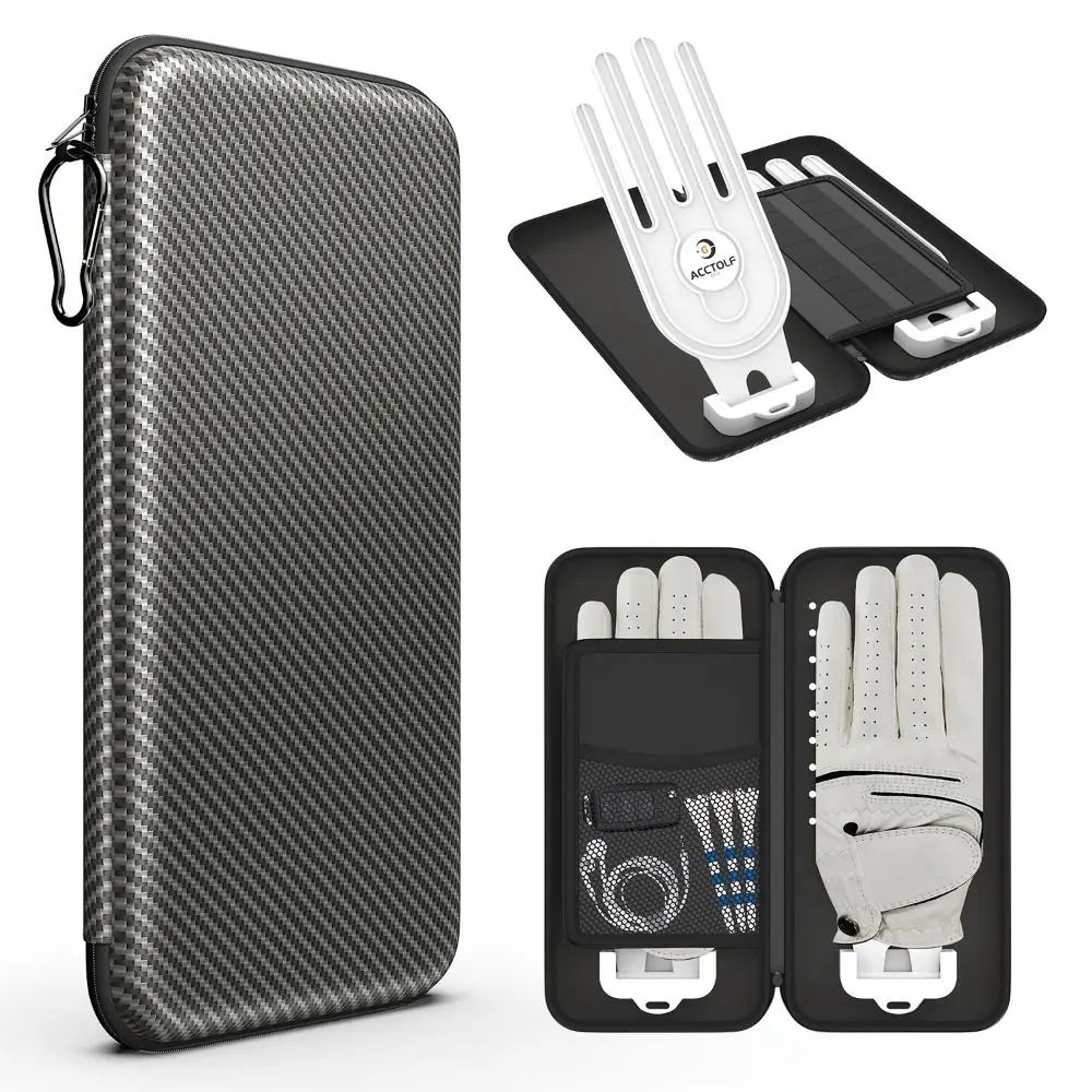 Both Palms Golf Glove Case Large Capacity Portable Full Finger Golf Gloves Bag with hook Multi-layer Golf Mittens Box