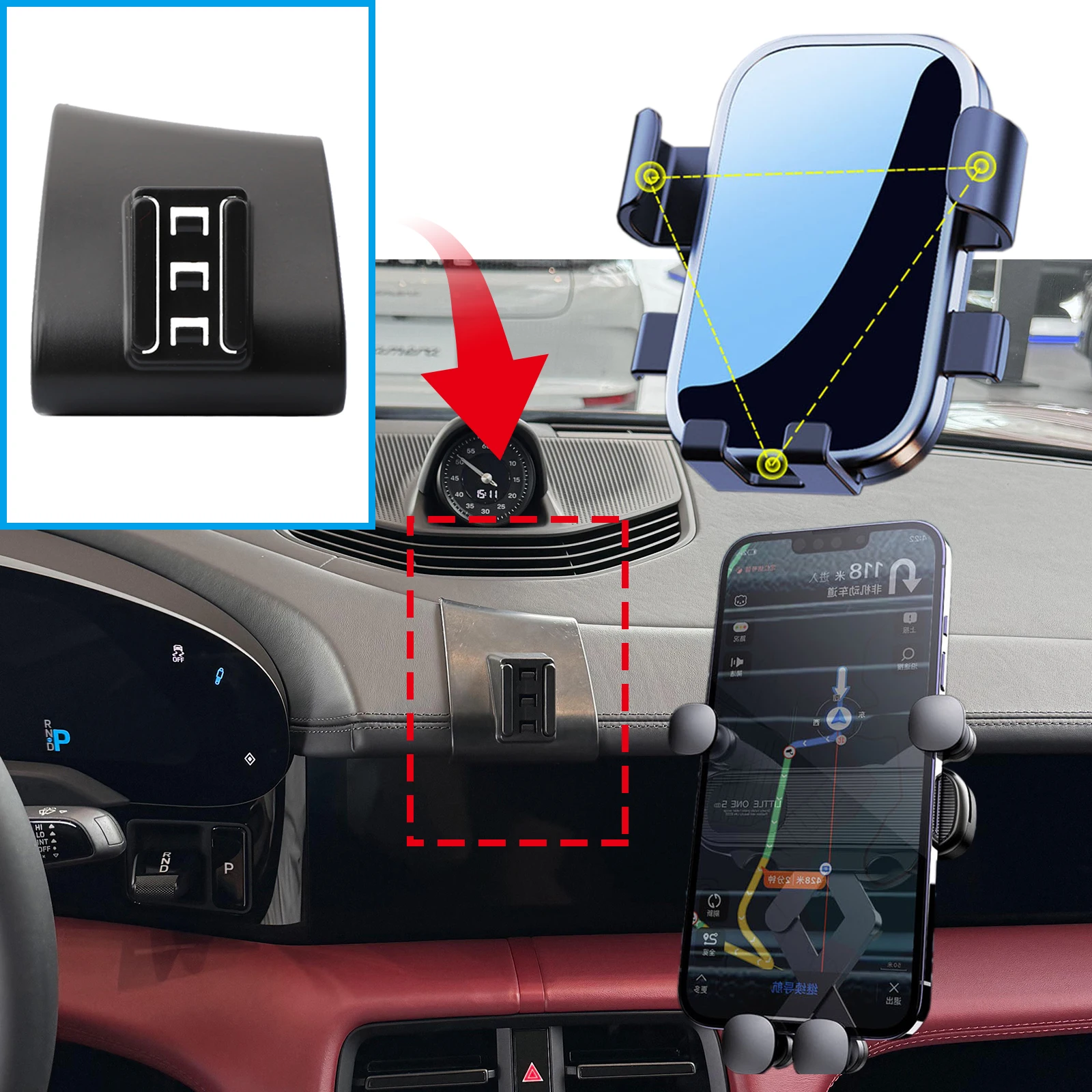 Car Mobile Phone Holder Fit for Porsche Taycan 2019-2024 GPS Bracket Navigation Stand Auto Accessories