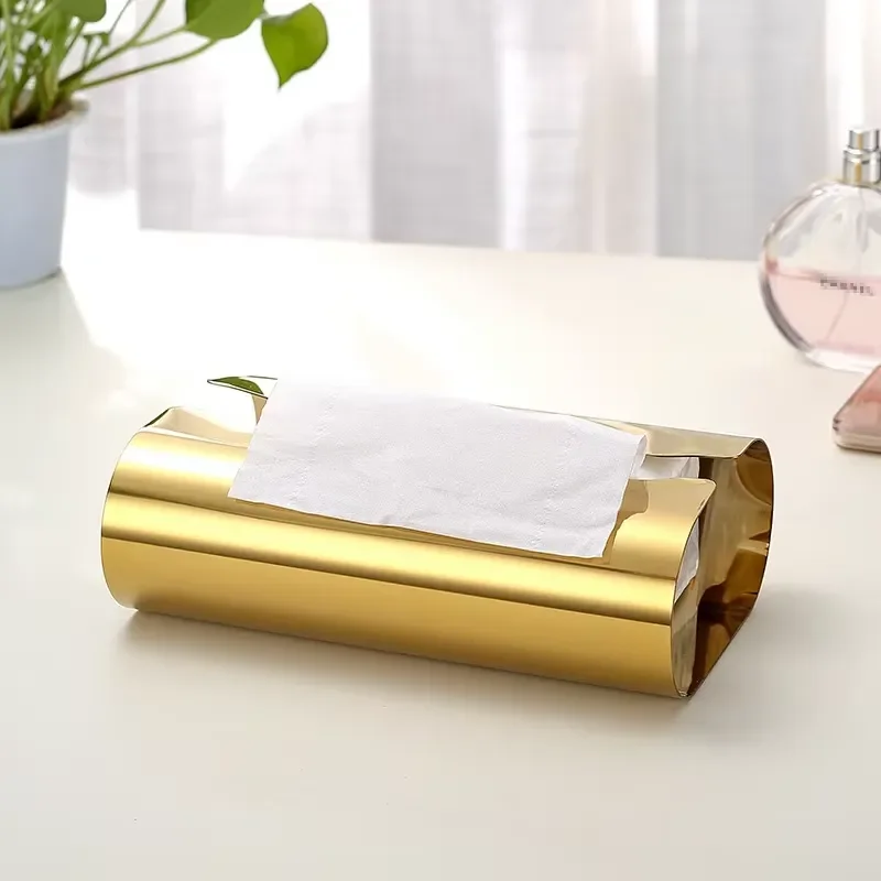 Nordic Style Stainless Steel Tissue Box Simple Portable Desktop Decorative Holder Light Luxury Fashion Durable New Hot