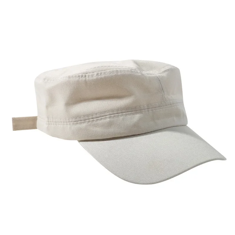 Unisex Vintage Einfarbige Flache Militärmütze in Fünf Farben Erhältlich, Atmungsaktive Sommer-Outdoor-Militärmütze, Flache Schlichte Mütze – Detail 22