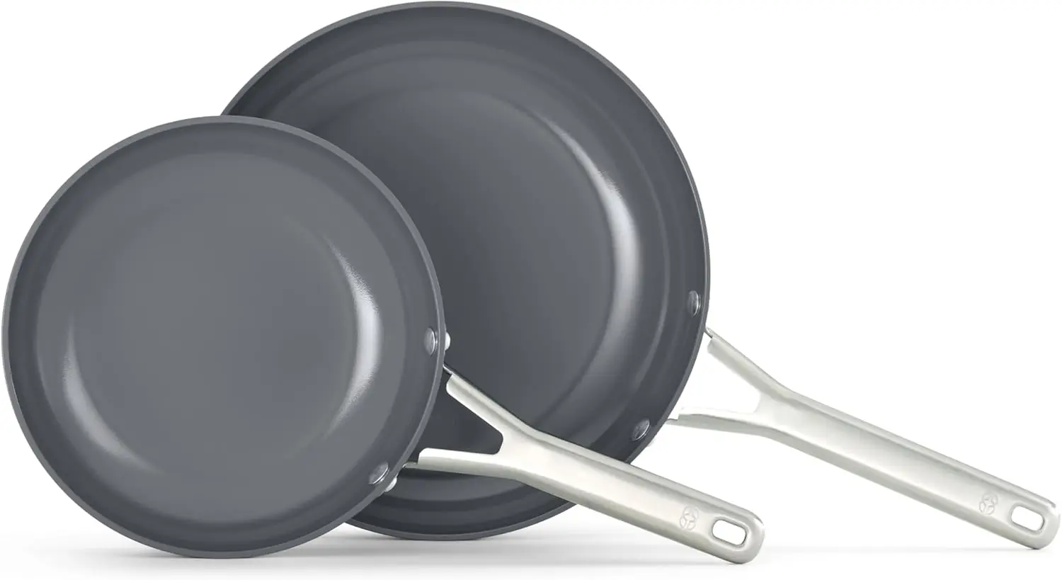 

Ceramic Nonstick 8" and 10" Frying Pan Set, Silver Ash - Easy Clean, Oven Safe