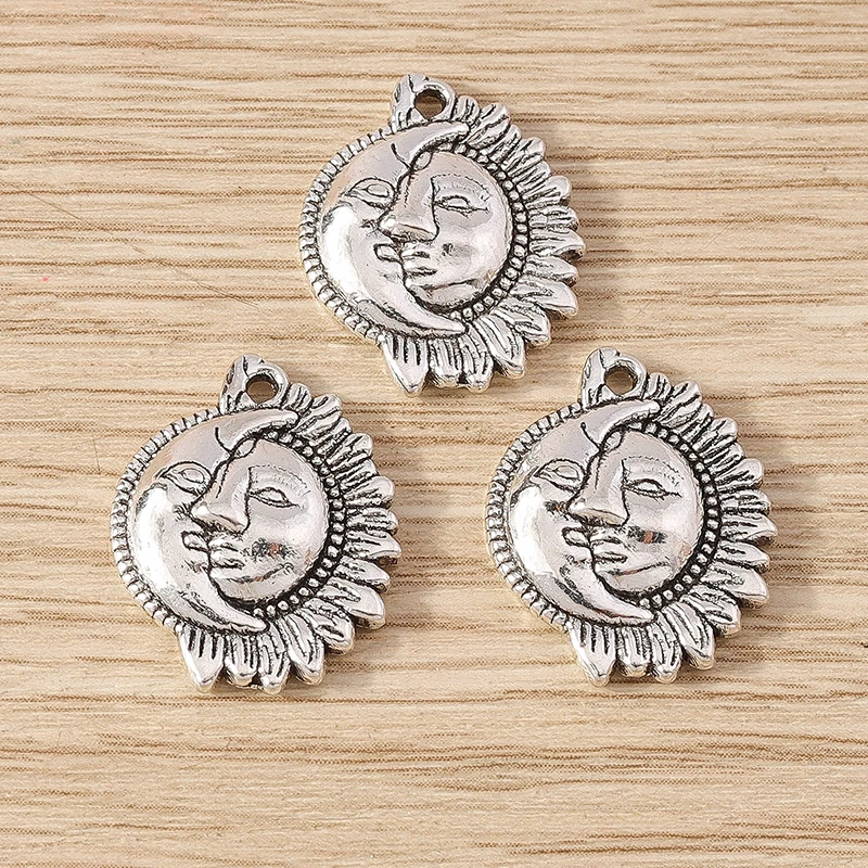Tusember 10 Stück 28 x 34 mm niedliche Mond-Anhänger aus Legierung für die Schmuckherstellung, Halskette, Ohrringe, Armband, DIY, handgefertigtes Kunsthandwerk – Detail 19