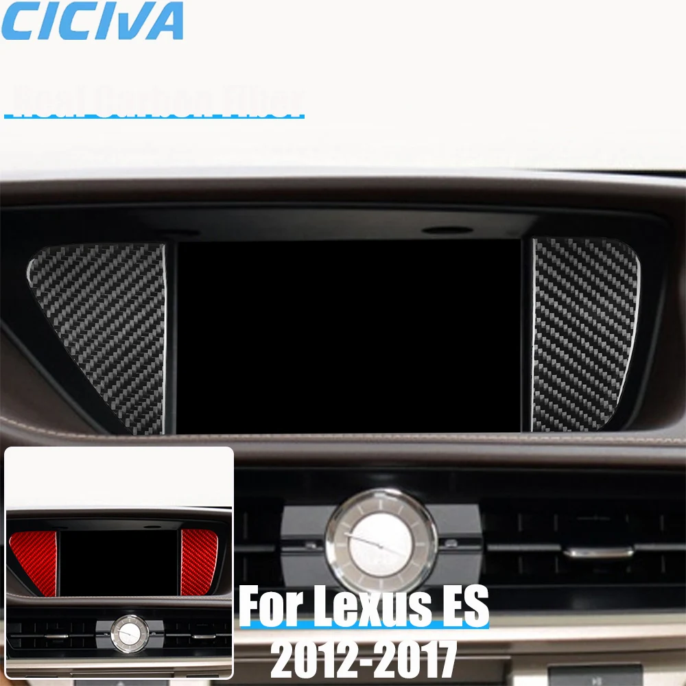 Real Carbon Fiber Car Accessories Infotainment Screen Panel Decorative Cover Soft Sticker For Lexus ES250 ES300h ES350 2012-2017
