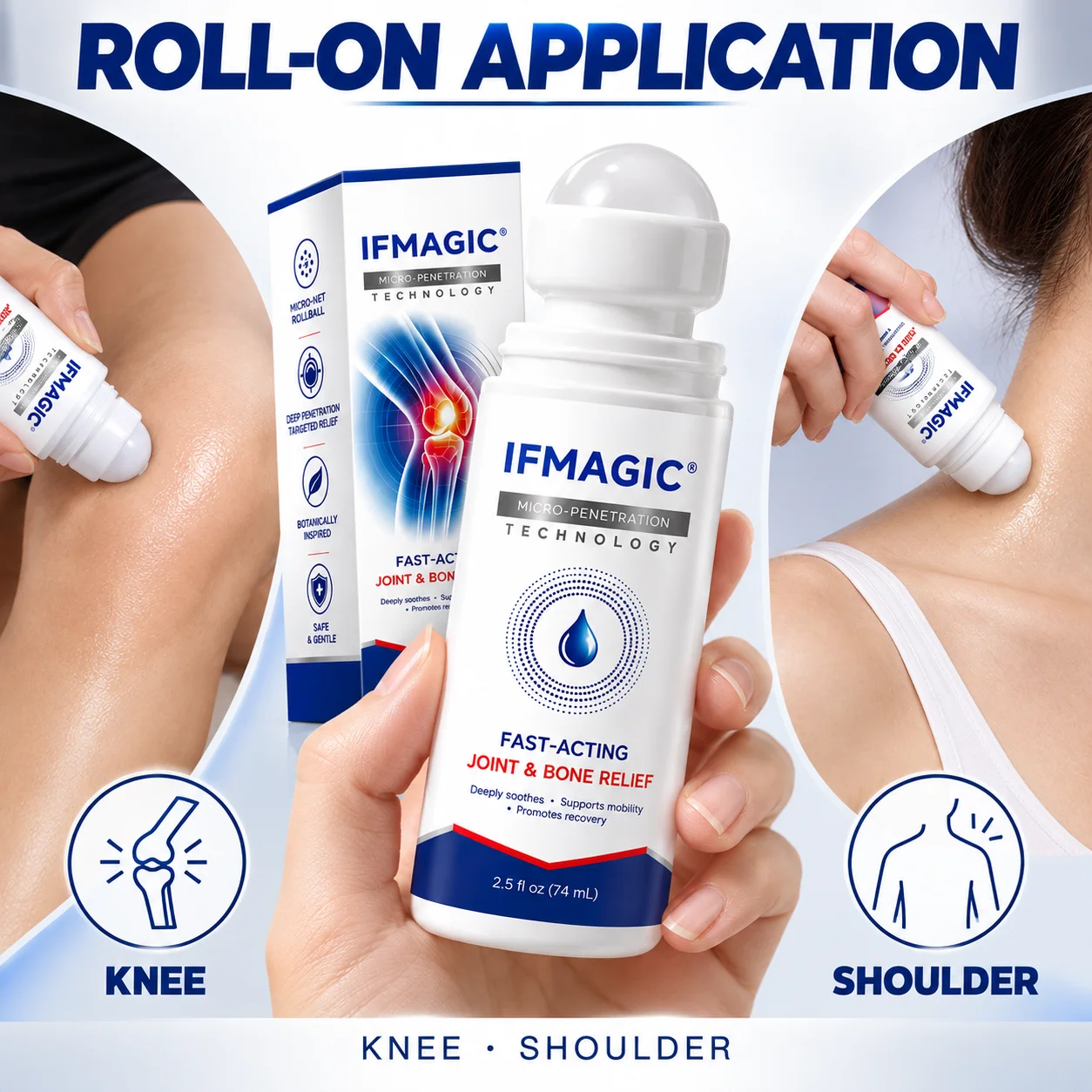 IFMAGIC Joint Bone Relief Roll-On Liquid 74ml Fast Acting Topical Care Deeply Soothe Joint Support Mobility Body Massage Care
