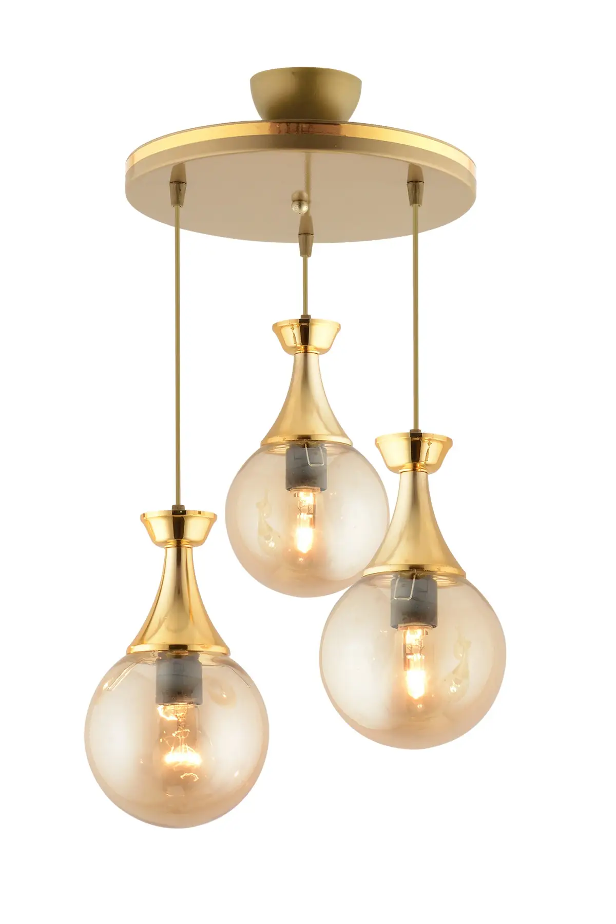 DOLBOVI Minel 3-piece Gold gilded chandelier with glass glass chandelier