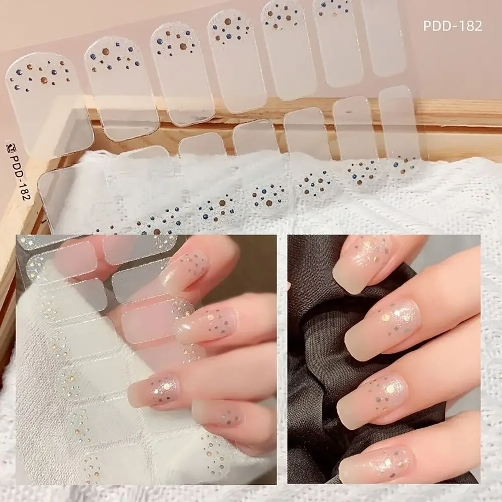 14 strisce adesivi per unghie in Gel autoadesivo copertura completa Patch per unghie Floristic Nail Wraps Gel smalto per unghie strisce fai da te Nail Art Making