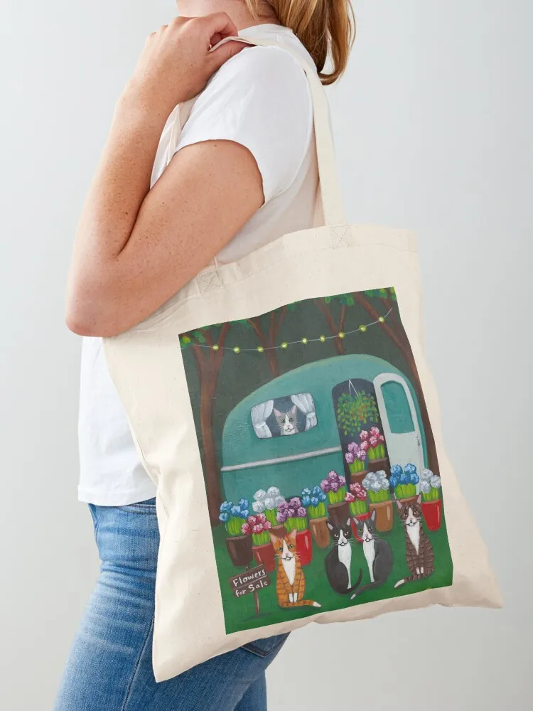 

Cats Flowers For Sale Tote Bag tote bag woman bags woman 2025 Canvas shopper bags for women