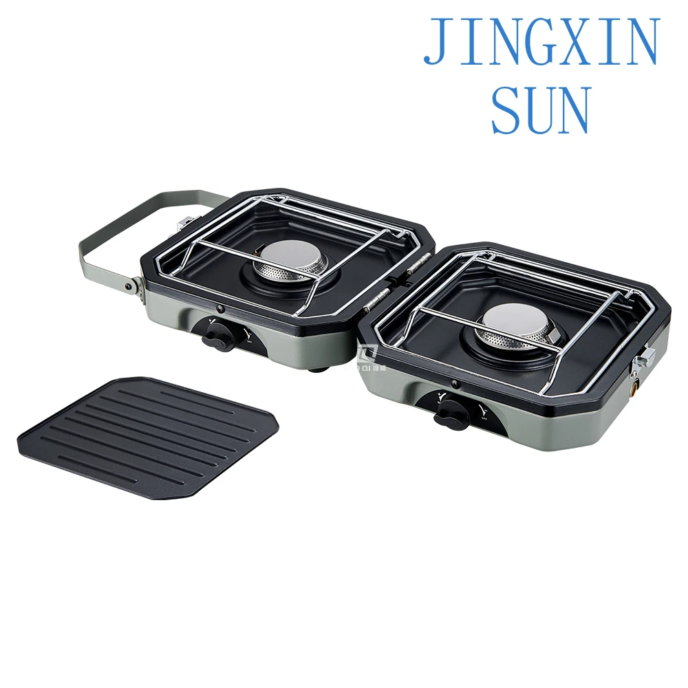Outdoor BBQ Butane Portable Gas Stove Kitchen Cooking Accessories Cast Iron 2 Burners Camping Portable Gas Stove