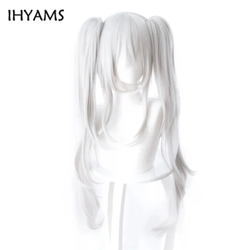 

2025 yiyi Cosplay 80cm Silver White Long Heat Resistant Synthetic Azur Lane Vampire Halloween + Wig Cap