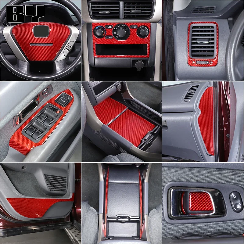 

Carbon Fiber Red For Honda Pilot 2003-2008 Door Armrest Window Lift Switch Cover Gear Shift air vent Cover Trims