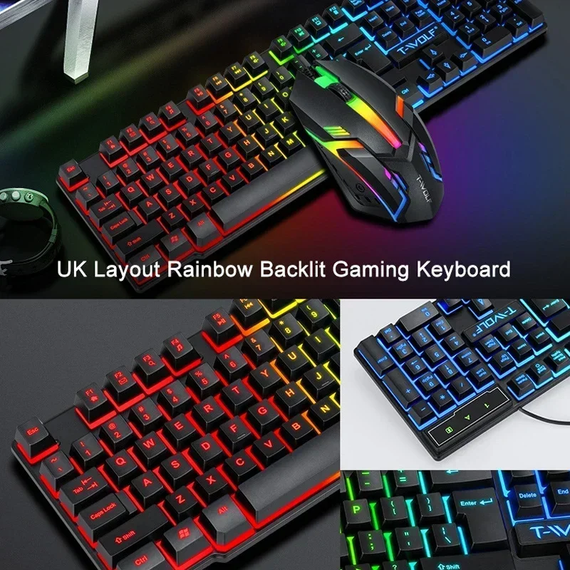 RGB 4 In 1 Gaming Keyboard and Mouse Headset Mouse Pad Keyboard Ergonomic Light Mechanical Feel Keyboard and Mouse Combo