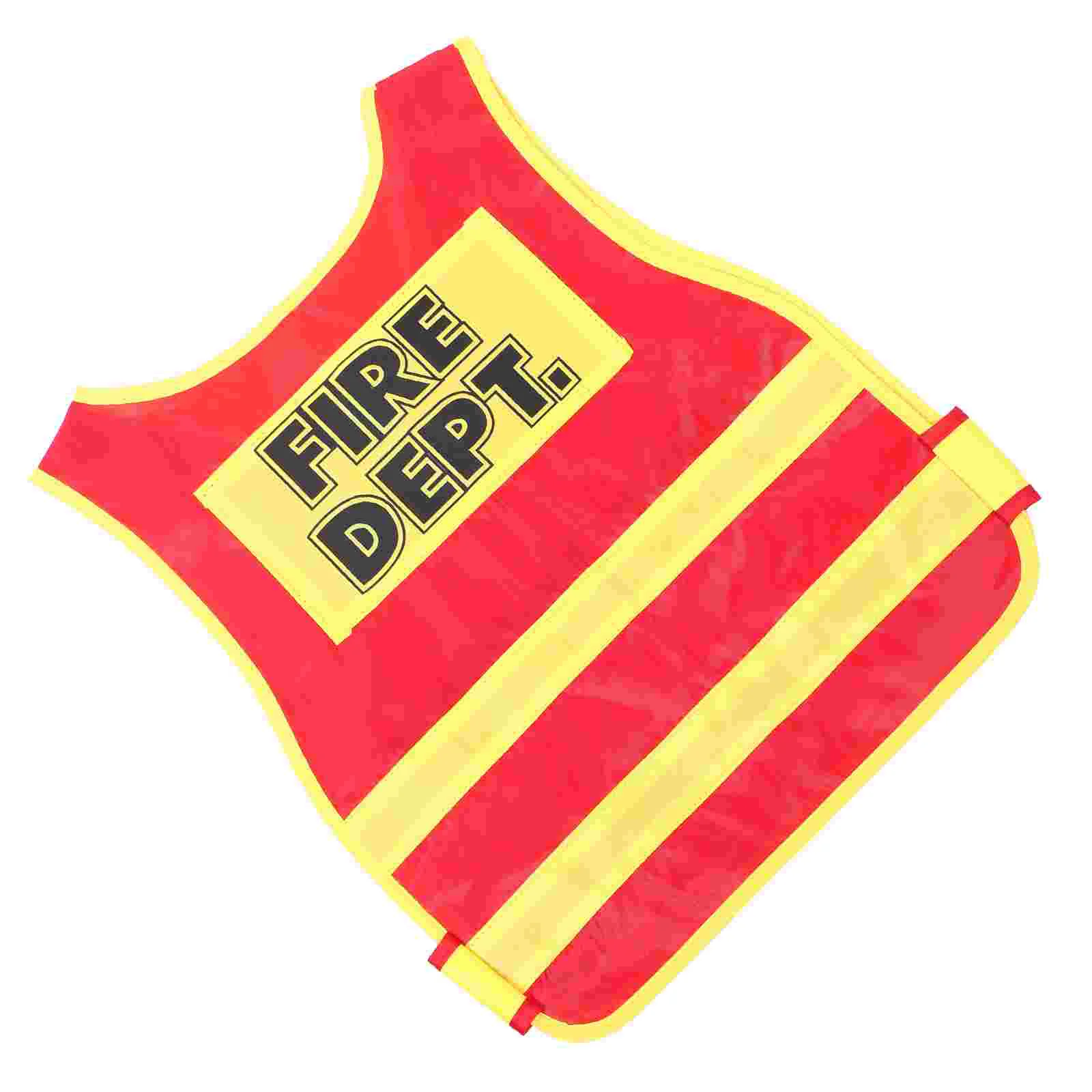 

Children Fire Uniform Firefighter Costume Cosplay Vest Makeup Props Toddler Fabric Kids