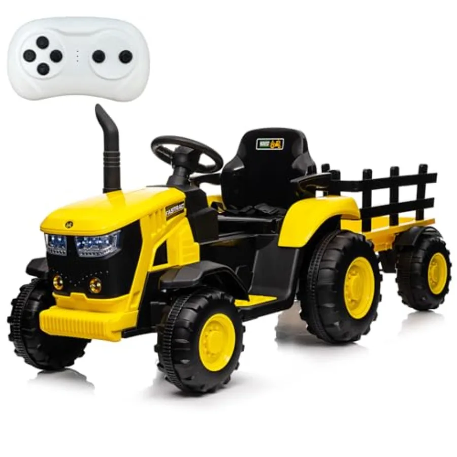 

Желтый электрический трактор на 12В с дистанционным управлением, двумя моторами 5W, Bluetooth, музыкой/USB, ремнем безопасности, 7-ступенчатой коробкой передач