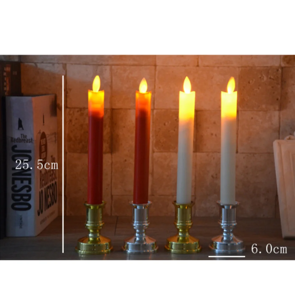 1Pair Electronic Light LED Long Rod Swing Simulation Lamp Silver Base Red Pattern Energy Saving Outdoor Decor