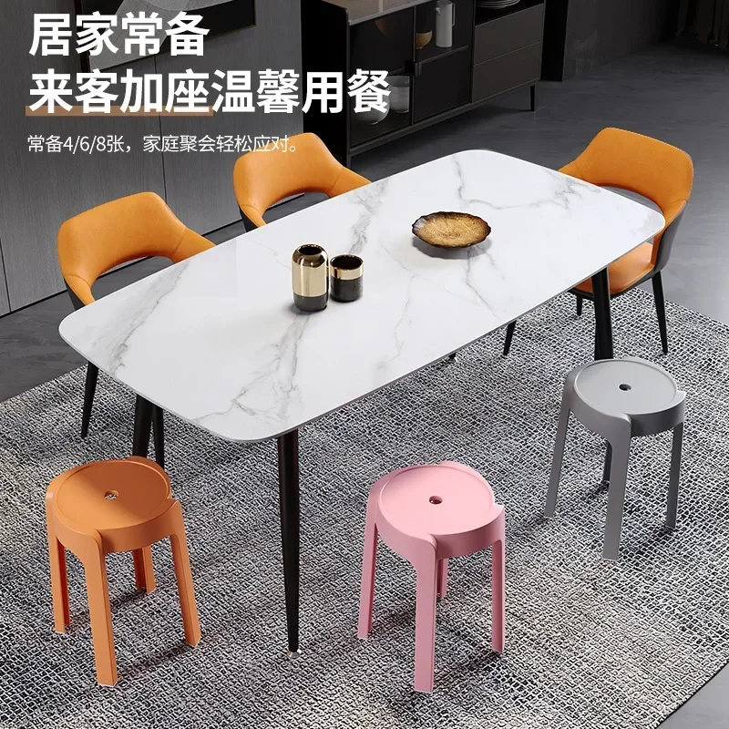 Plastic Stool Household Nordic Chair Round Stool Stackable Dining Table Simple Thickened Windmill