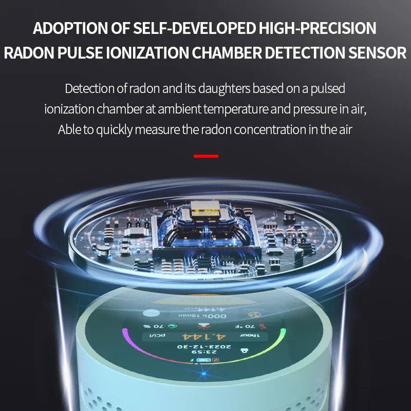 Smart Radon Detector para Casa,  Detecta Rapidamente Sensível, Alarmes de Luz Sonora, Monitor Profissional,Monitor,Exportar Da