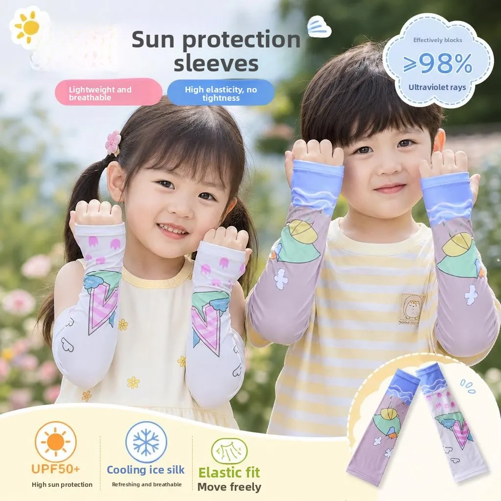 children's-sun-protection-ice-sleeve-thin-cool-sensation-outdoor-uv-protection-breathable-arm-protector-ice-silk-lightweight