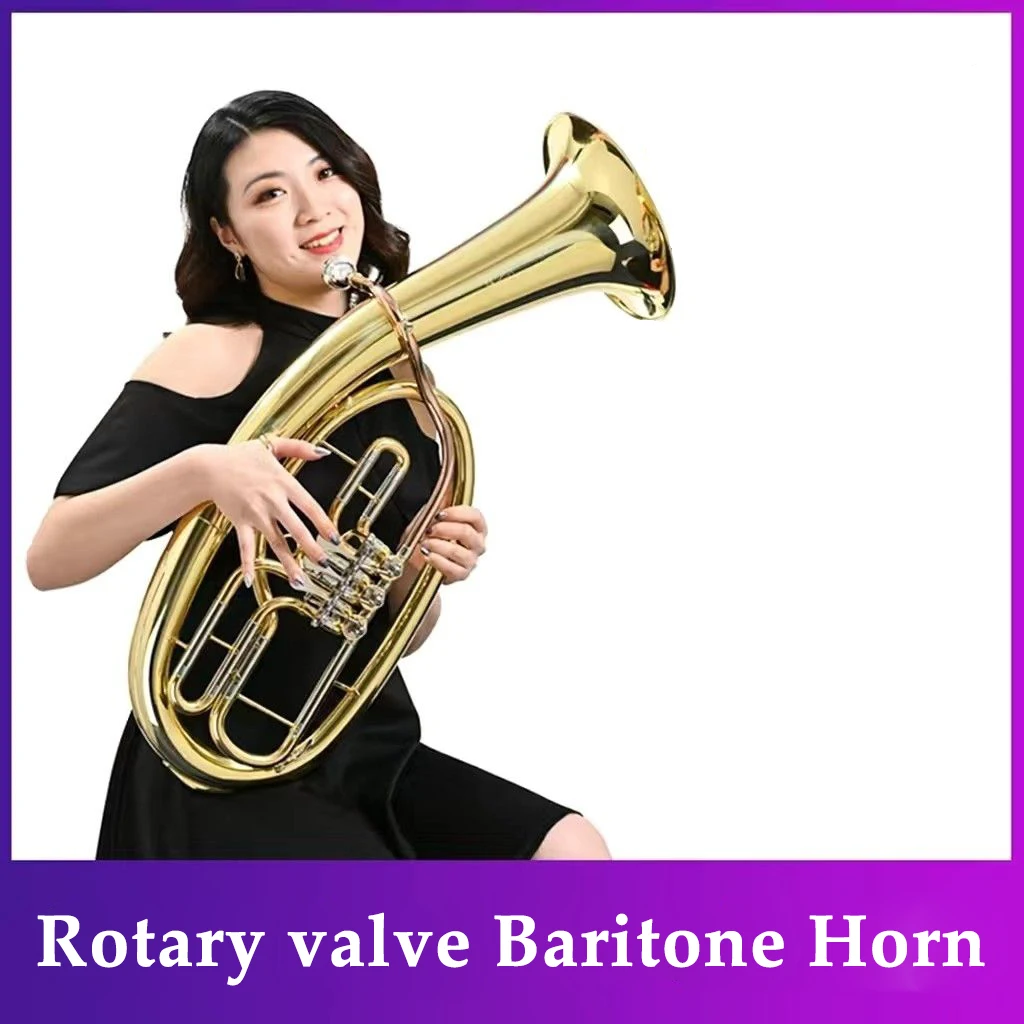 

Japan original Brass gold-plated 3/4 Rotary valve Baritone Horn Euphonium B-flat performance solo instrument trumpet horn