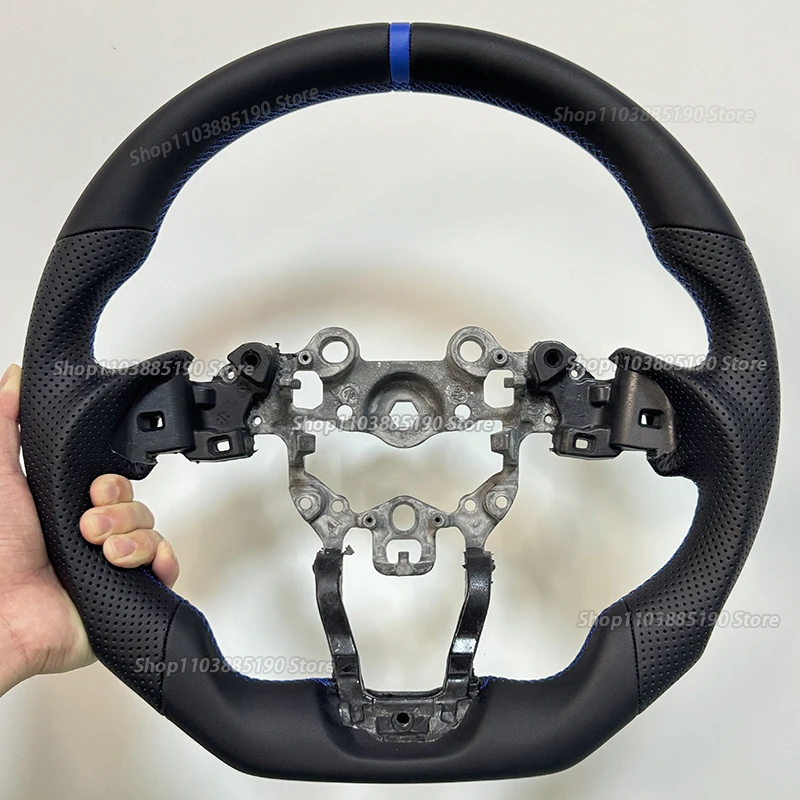 

Full Leather Car Steering Wheel For Mazda 2 3 CX-3 CX-5 2017-2021 Flat Bottom Perforated Leather Steering Wheel Car Accessories