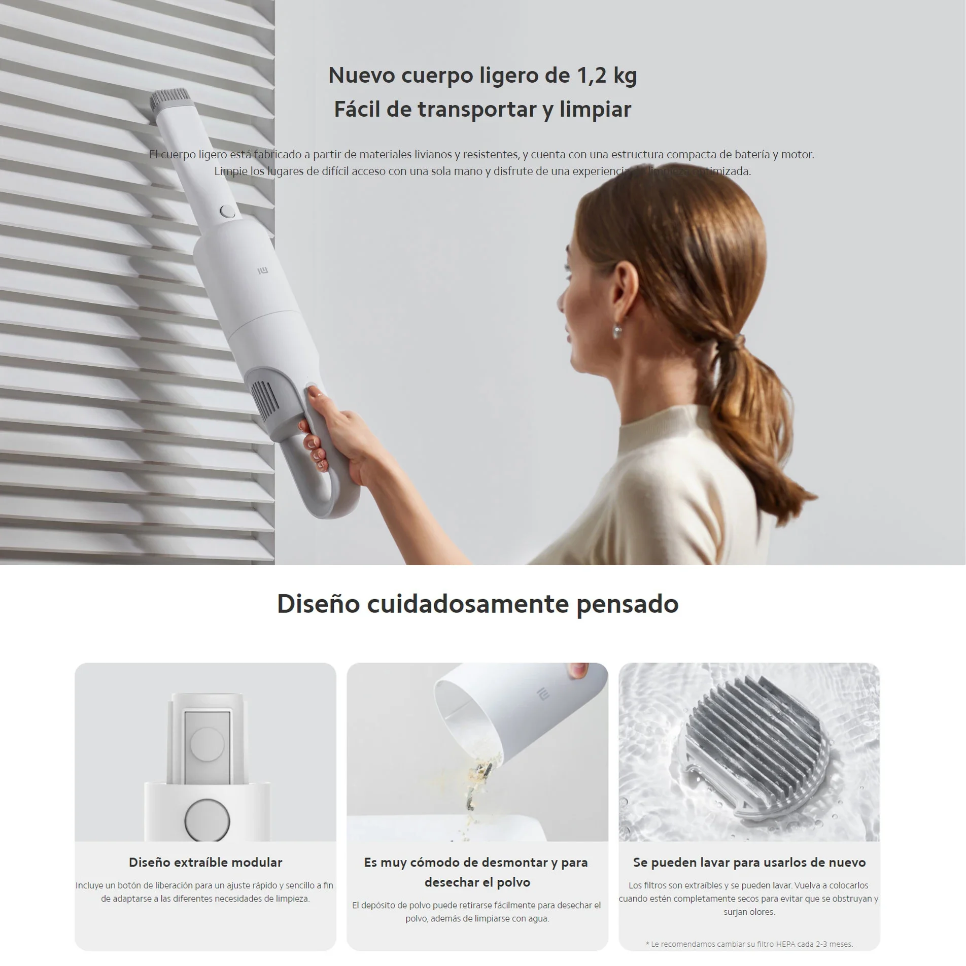 Xiaomi Mijia Vacuum Cleaner Light ,17000Pa Suction 3-step Filtering  45 Minutes of Battery Life 1.2kg Lightweight Body  For Home