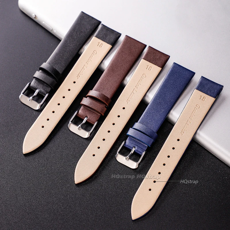 Universal Replacement Leather Watch Strap Leather Watchband for Men Women 12mm 14mm 16mm 18mm 20mm 22mm Ultra-thin Watch Band