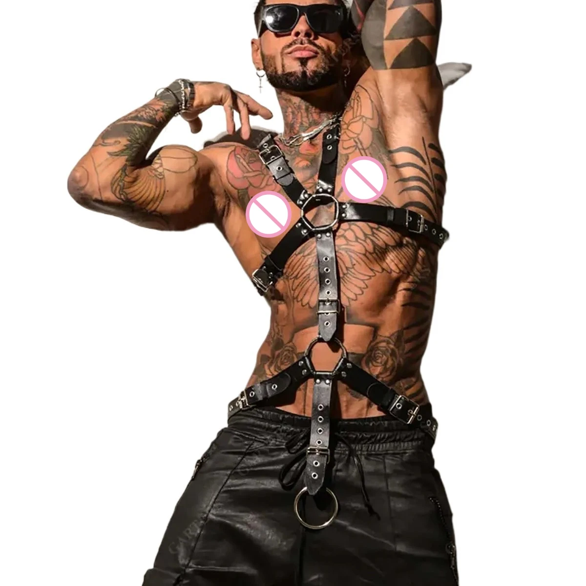 Men Sexy Leather Vest Bondage Lingerie Gay Harness Adjustable Body Chest Harness Full Body  Strap Belt  Exotic Accessorie view 4