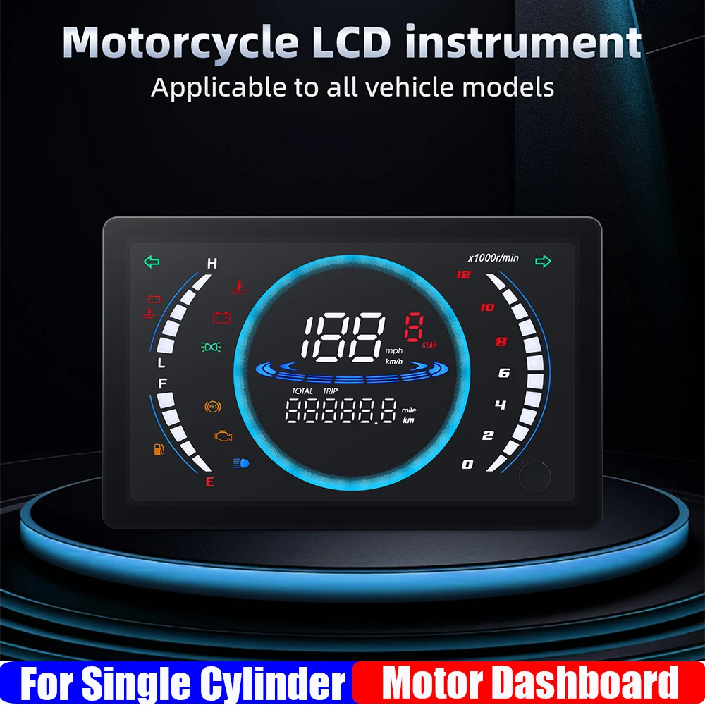 12V Universal LED Digital Motorcycle Speedometer RPM Motorcycle Dashboard With Temperature Gear 199km/h Motor Instrument