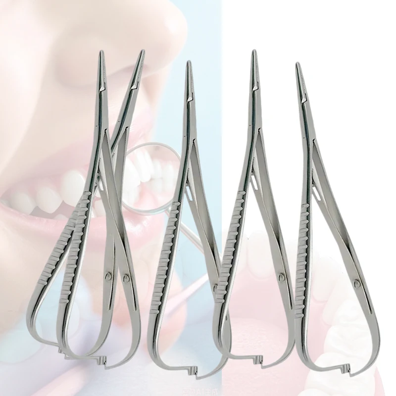 4pcs Dental Orthodontic Elastic Ligature Rings Mathieu Forceps Braces Wire Fixing Tool Set