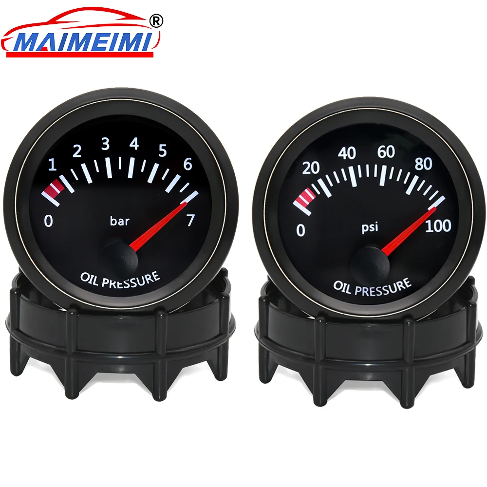 

0-7Bar/0-100Psi Oil Pressure Gauge Digital pointer black LED Smoke Len Gauge with NPT1/8 Oil Press Sensor for car boat