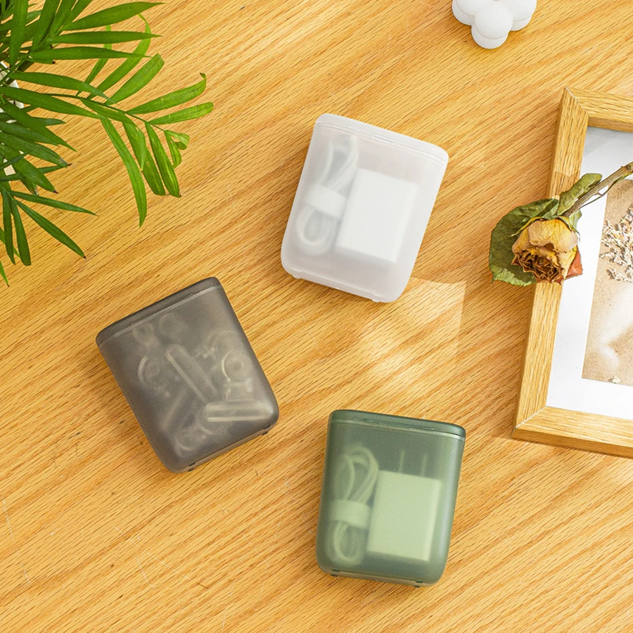 Desktop Data Cable Storage Box Dustproof With Cover Mobile Phone Charger Box Transparent Cable Wire Container Box in Office Home