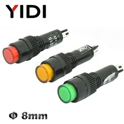 5/10pcs NXD-215 8mm Plastic LED Indicator Light 12V 24V 110V 220V AC DC LED Red Green Blue Amber White Pilot Lamp Signal Lights
