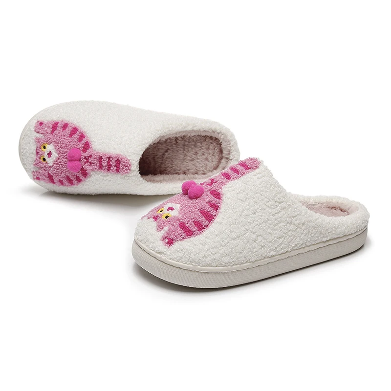 Neuartige 3D-Katzen-Plüsch-Hausschuhe für Damen, lustige Plüsch-Winter-Mules, warme, flauschige Fell-Slides für Mädchen, Unisex, rutschfest – Detail 17