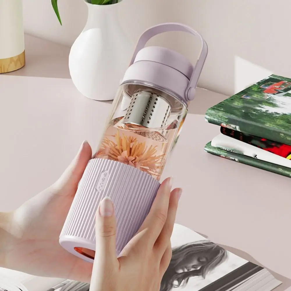 

Portable Glass Tea and Water Separator Cup with Filter Anti-scalding Water Bottle 520ml Thickened Tea Cup Student