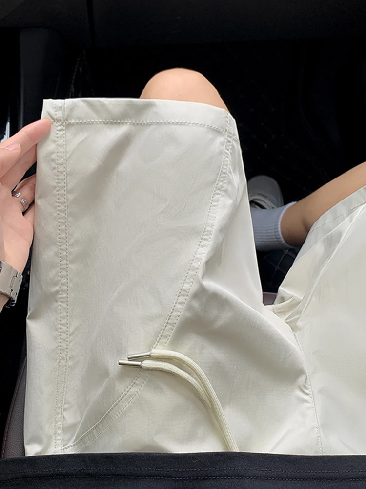 

Qui Dry Ice Silk Men's orts Summer Thin Casual Running Sports Pants Straight Leg Elastic Waist mid Waist ort Length