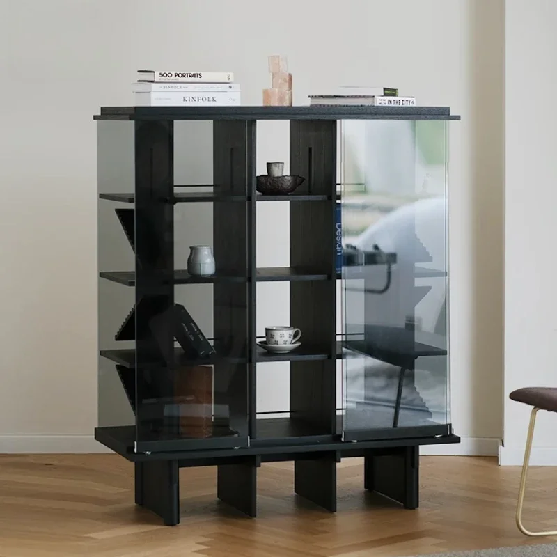 

Entrance cabinet modern light luxury high-end designer small apartment solid wood wine display integrated